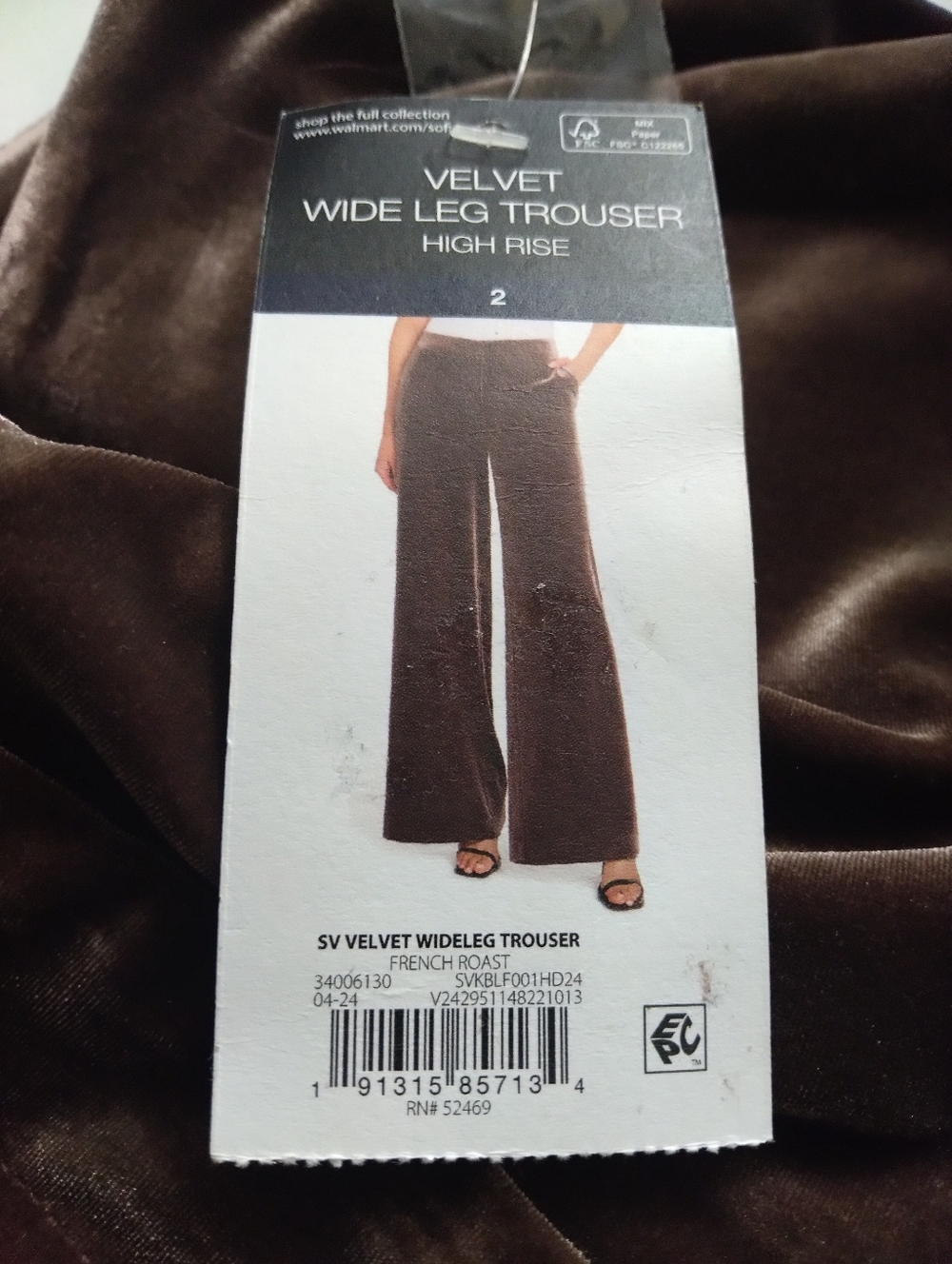 Sofia By Sofia Vergara Jeans Velvet Wide-Leg Trouser Pants in Brown New Size 2 - Picture 5 of 5